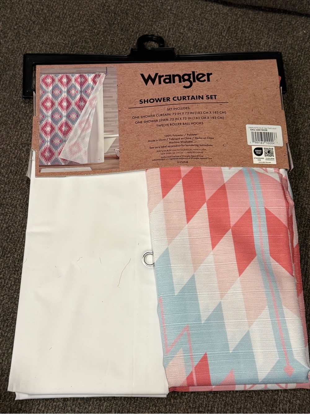 Wrangler Pink Geometric Western Shower Curtain Set